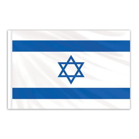 Israel Indoor Nylon Flag 3'x5' With Gold Fringe